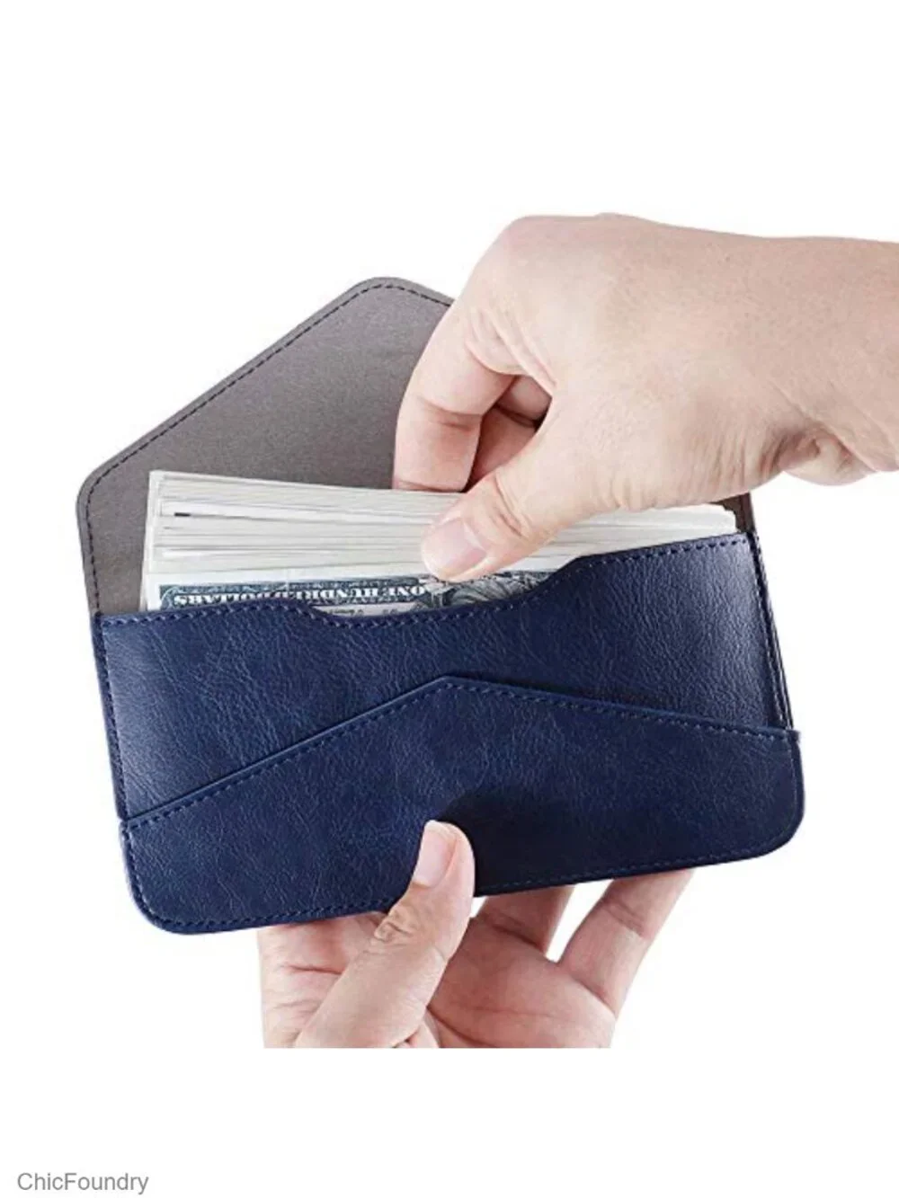 Women's Envelope Card Wallet Faux Leather Magnetic Closure Slim Credit Card